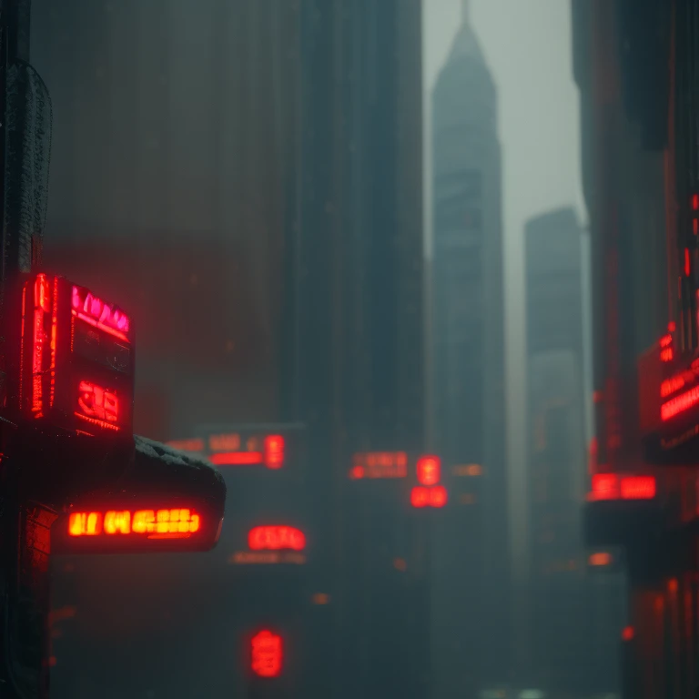 extremely detailed city landscape, worm's eye view, retro 1980s cyberpunk city, skyscrapers and buildings, snow, snow-covered, cold, cold weather, snow((Heavy snow)), vintage, old photo effect, dramatic lighting, moody atmosphere, neon lights, hazy depth of field, retrofuturistic, cinematic, highly detailed, photorealistic