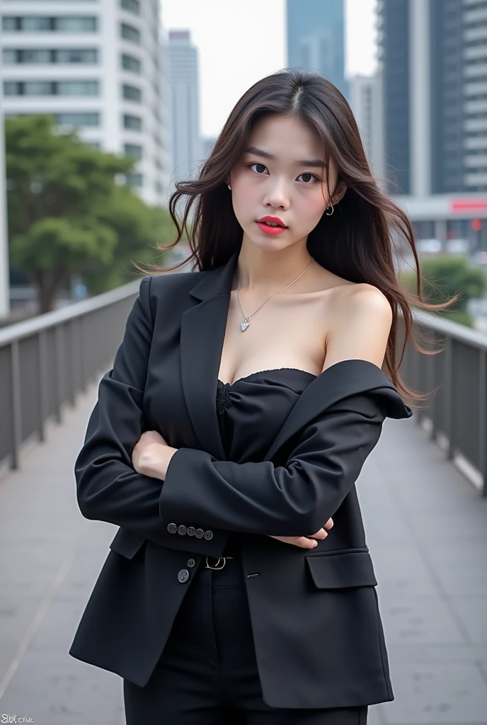 最high quality, masterpiece, One Girl, Beautiful Face, (Like the picture:1.3), Rim Light, (High Definition Skins:1.2), 8k ウルトラHD, Digital SLR, high quality, High resolution, 4K, 8k, Bokeh Depth of Field, Absurd, The optimal ratio is four fingers to one thumb, (Realistic:1.3), Cute Japanese 1 Girl, Wearing a black formal blazer, Beaver, Short skirt,Small Face、Delicate figures、Cleavage、Sexy、R-18、Eros, (((Kneel))), squat, Show off your pants,　Displeased, ((kiss)), ((((look up)))), (((clavicle))), ((Close ~ eyes))