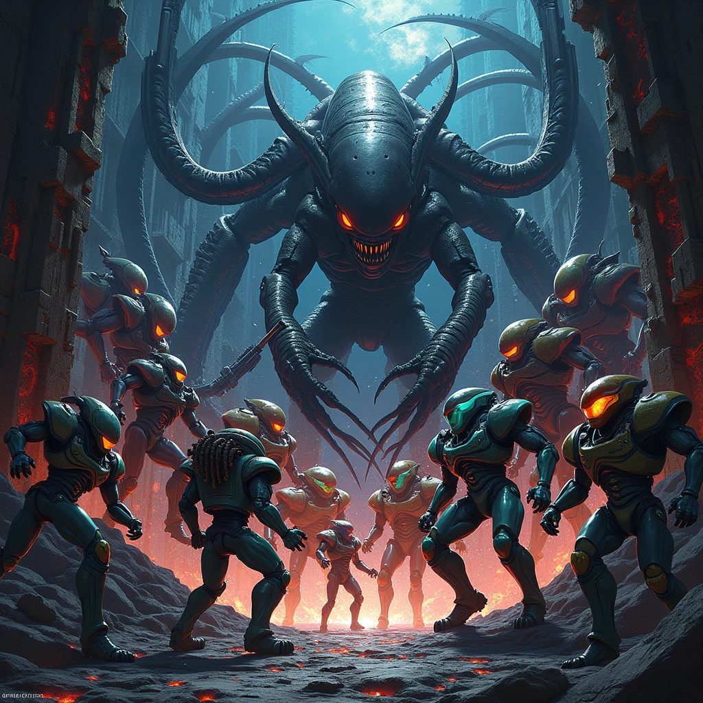 Alien Invasion! in Doom art style
