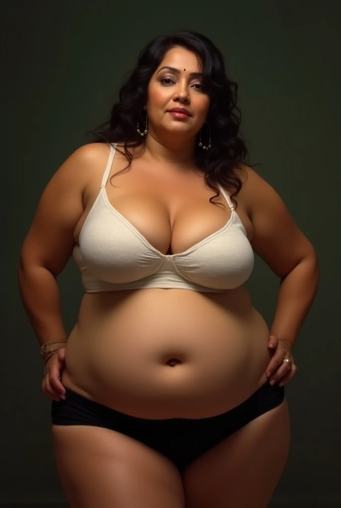 belly protrudes a lot, Severely obese woman, romantic, fond, 8K, realistic, belly fat, very thick waist, I got a lot of belly