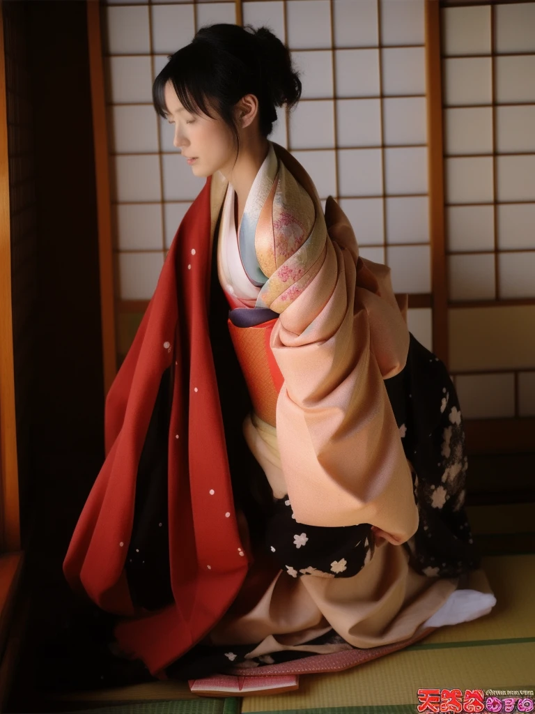 (undressing kimono),(Japanese-style room),closeup