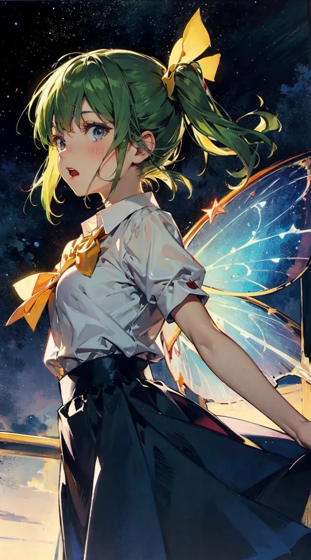 1lady, solo, {{masterpiece}}, best quality, ultra, detailed ,extremely detailed CG unity 8k wallpaper, cinematic lighting, lens flare, beautiful detail eyes, red eyes, side glance, colorful light, particles,  (colorful:1.5), (dark green hair, short hair, perm hair:1.2), white dress shirt , long boots , saddle-brown colored , long coat ,red bow tie, (proud:1.0),(elegant:1.0), (fascinating:1.2), (scowl:1.1), (stare at viewer :1.5) ,nsfw,(ecstasy:1.3) ,(slut:1.2),(vulgarity:1.3),(fucked silly:1.1),(steam:1.1),(wet:0.8),(trembling:0.8),(tears:0.7) ,(drooling:0.6),(sweat:0.8), lankly,tall, toned , slimed, beautiful face and eyes,upper body, 