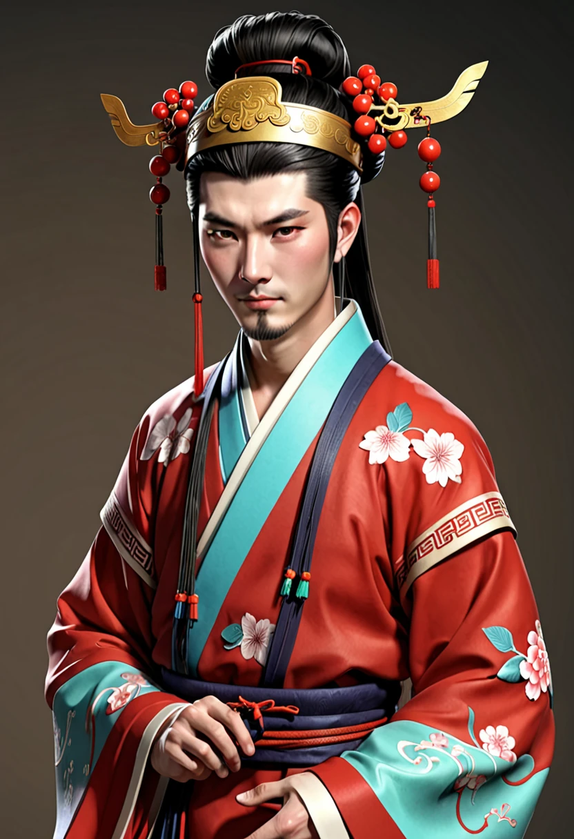  ancient Chinese costumes and hairstyles、is a man with simple 