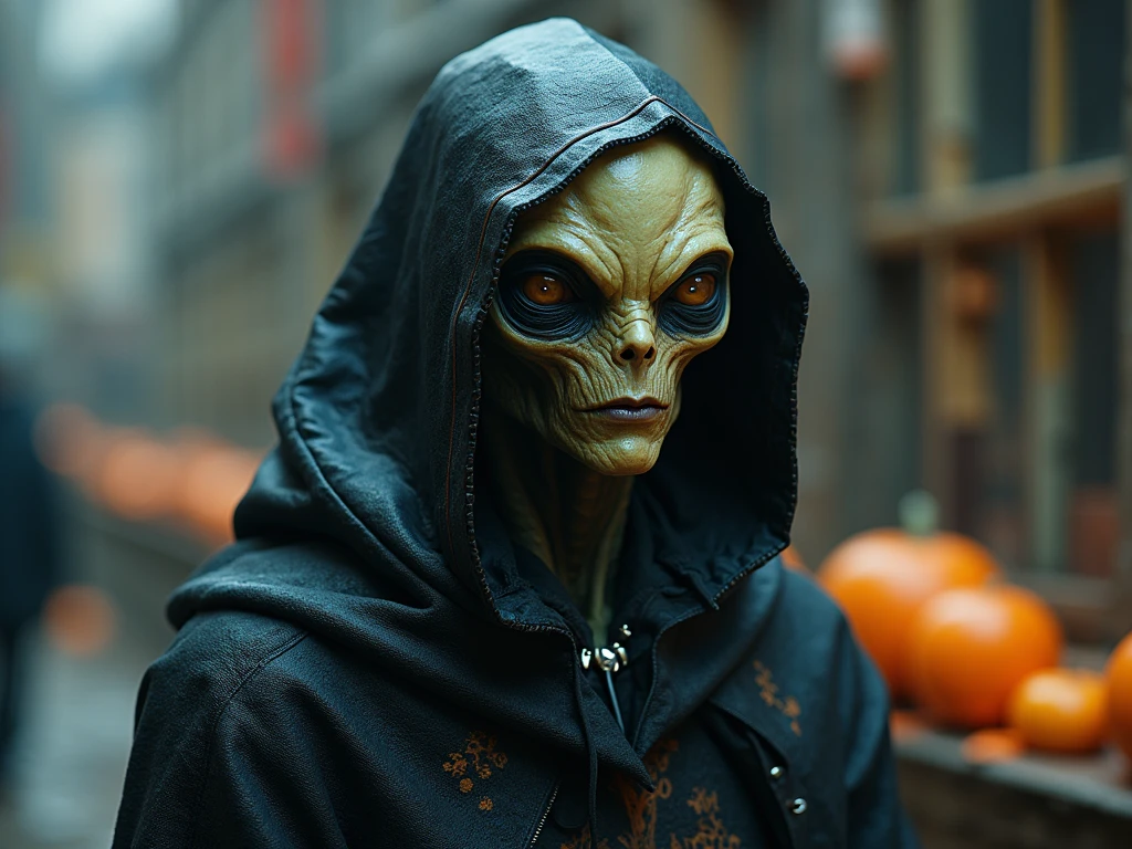 cinematic shot of an humanoid animalistic alien, wearing a dark robe with mythical traits, volumetric lighting, <lora:stylesqueeze_v2_xl:0.8>