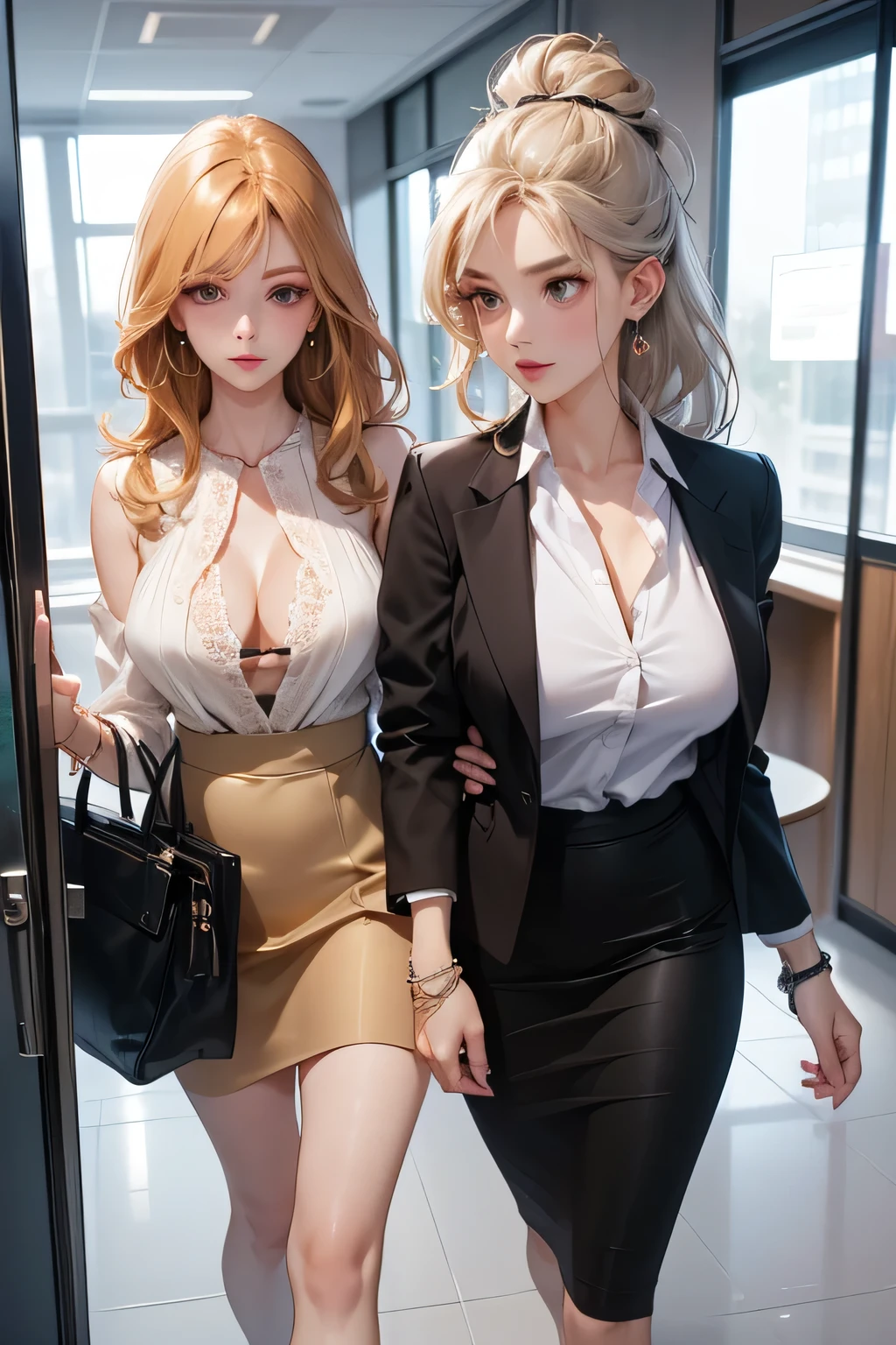 ((Biologically correct limb count))、((Full Body Shot, Full-body photo including face、Head to toe photos))、4K、(masterpiece:1.3)、((Symmetrical facial features))、Eyes of meticulous depiction、beautiful 、Excellent style、((skirt、The neckline is a lace embroidered sheer shirt.、High heels with anklets))、Detailed Description、shopping、Married Woman、sex appeal、Alluring、Handbags、Earrings、necklace、Looking up、Blonde、(male:-0.5),(multiple:-1)