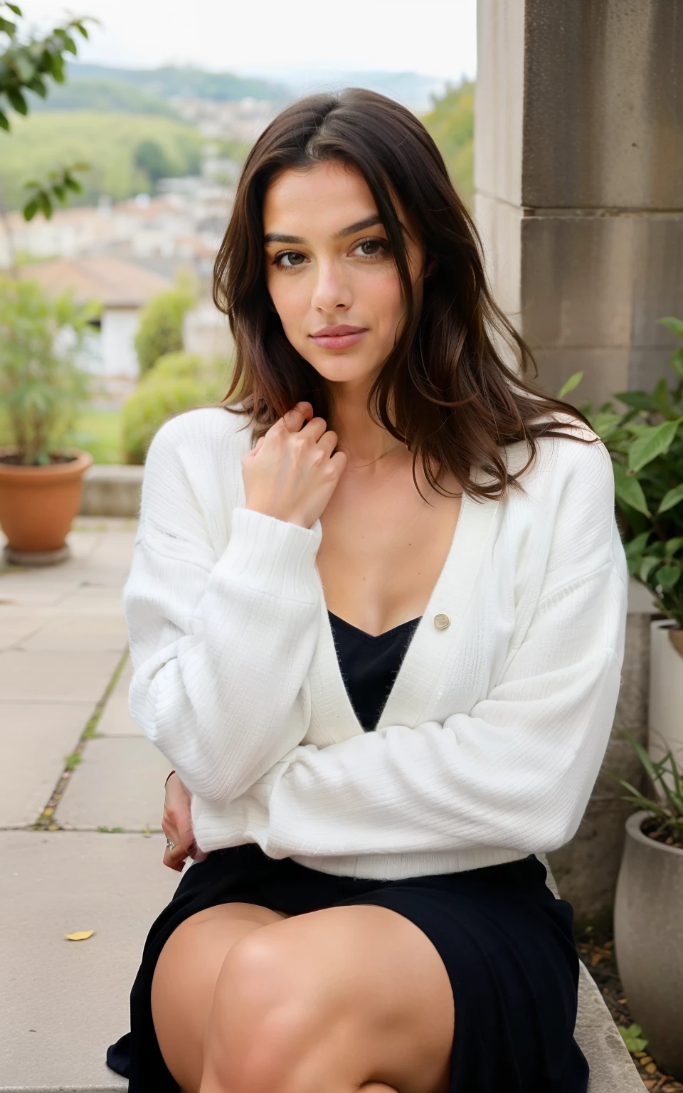 quiero la imagen de esta misma modelo en la sagrada familia de Barcelona