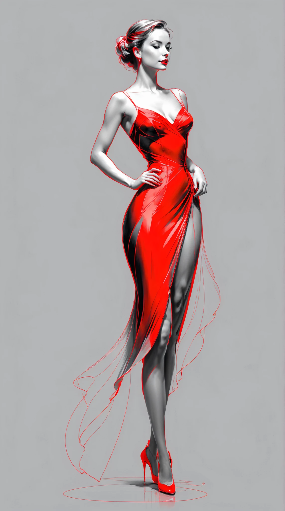 Full body portrait of a female character in CCDHT artstyle by Andre Kohn