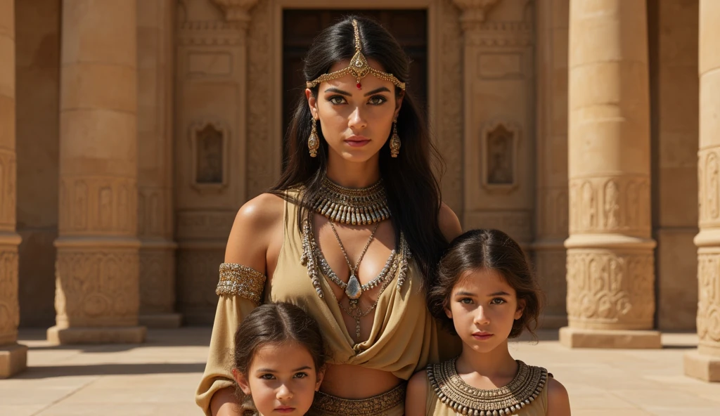 Cleopatra with her parents, top quality, good drawing, Beautiful face