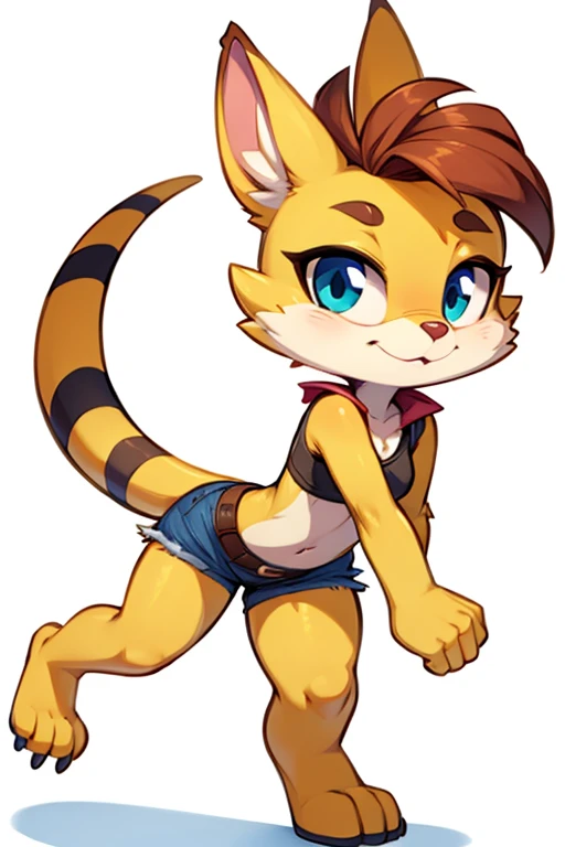 She's a tiger beastman, so she doesn't wear any clothes.、She doesn't wear underwear because she's a tiger beastman、She is white and has very beautiful skin、Yellow eyes、Beautiful pubic area without hair、sexypose、tchibi、Mega Mini、Smaller chest、fullnude、small areola、de pele branca