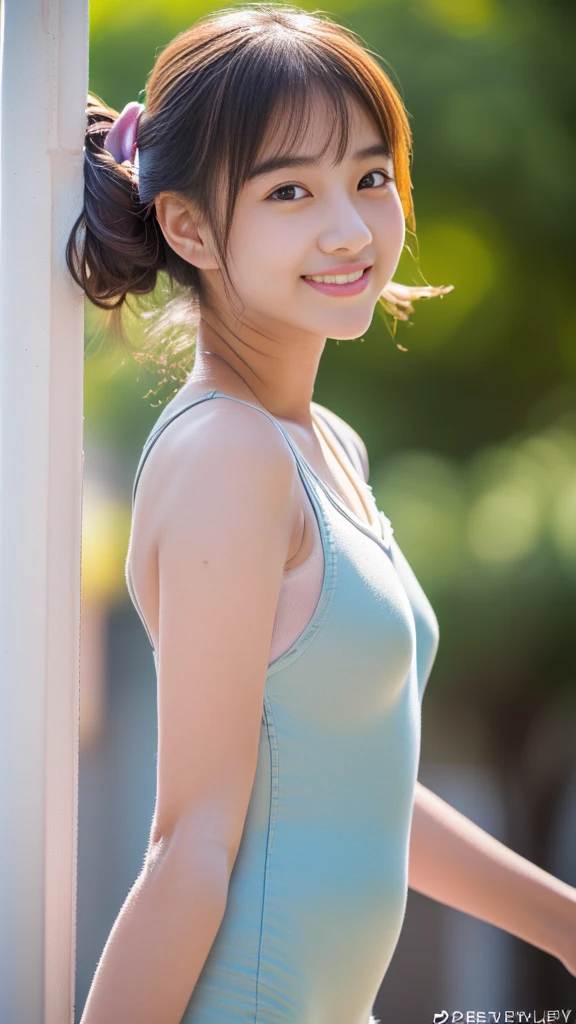 (8k, RAW Photos,Best Quality, High resolution:1.1), (Ultra-realistic:1.9),(Realistic, Realistic:1.9), (Japanese cute Girls:1.5),whole body、(Glowing Skin:1.3),(teen:1.5)(shy face:1.5)Cute Core,ponytail,(petite:1.5)(very cute:1.5)(cute:1.6)masterpiece, highest quality,blush,smile,(high school girls:1.5)(18 years old:1.5)(leotard:1.5)(2 girls:1.5)cameltoe,ballet leotard,in school