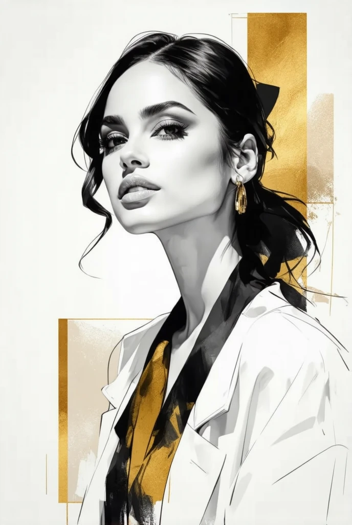 illustrative art, soft lighting, detailed, more Flowing rhythm, elegant, low contrast, add soft blur with thin line, World character design, high-energy, detailed, minimalistic, concept art, in style of Soleil Ignacio, Megan Hess, Kerrie Hess, Masterpiece, Fashion Illustration, style,retro ink, glide_fashion, monkren, aw0k euphoric style, oil painting,vapor_graphic, intricate detail, aesthetic portrait, comic book,artistic oil painting stick,charcoal \(medium\),ebonygold,masterpiece