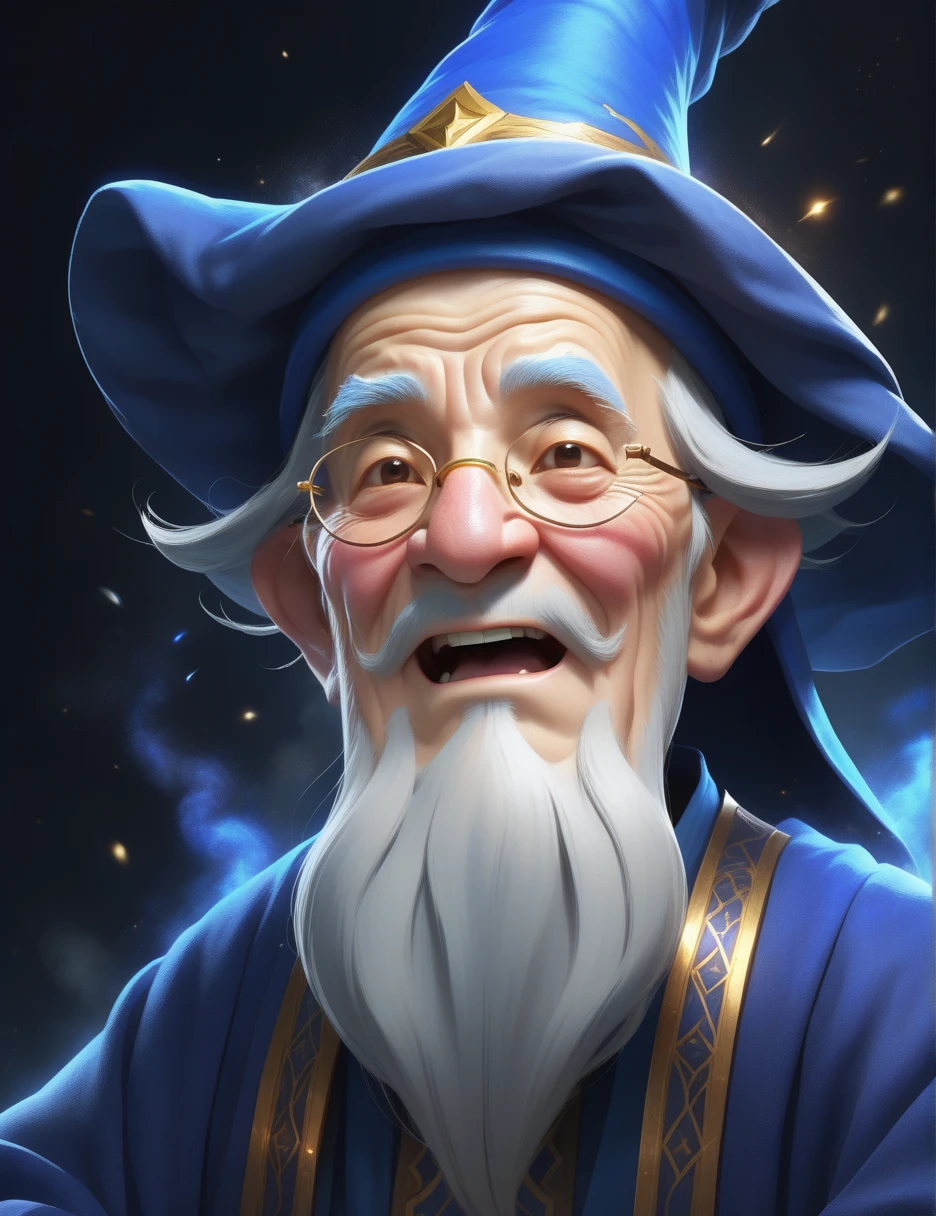 The wizard in the blue costume、Grandfather、The difference in facial expressions of joy, anger, and pleasure