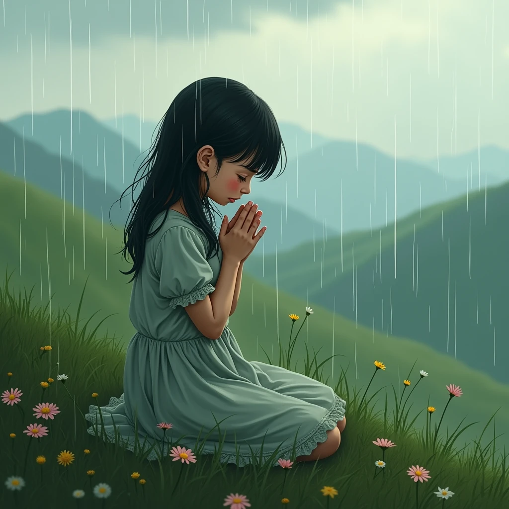 'Praying Child' in Ghibli style