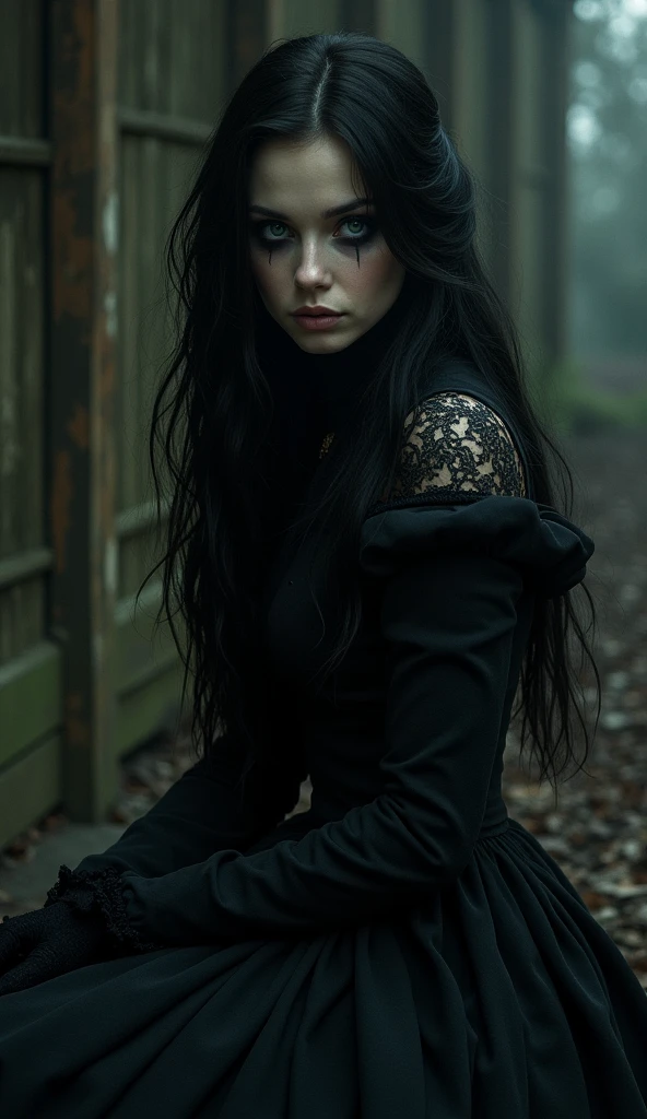 Beautiful minimalist gothic woman,social realism, 
