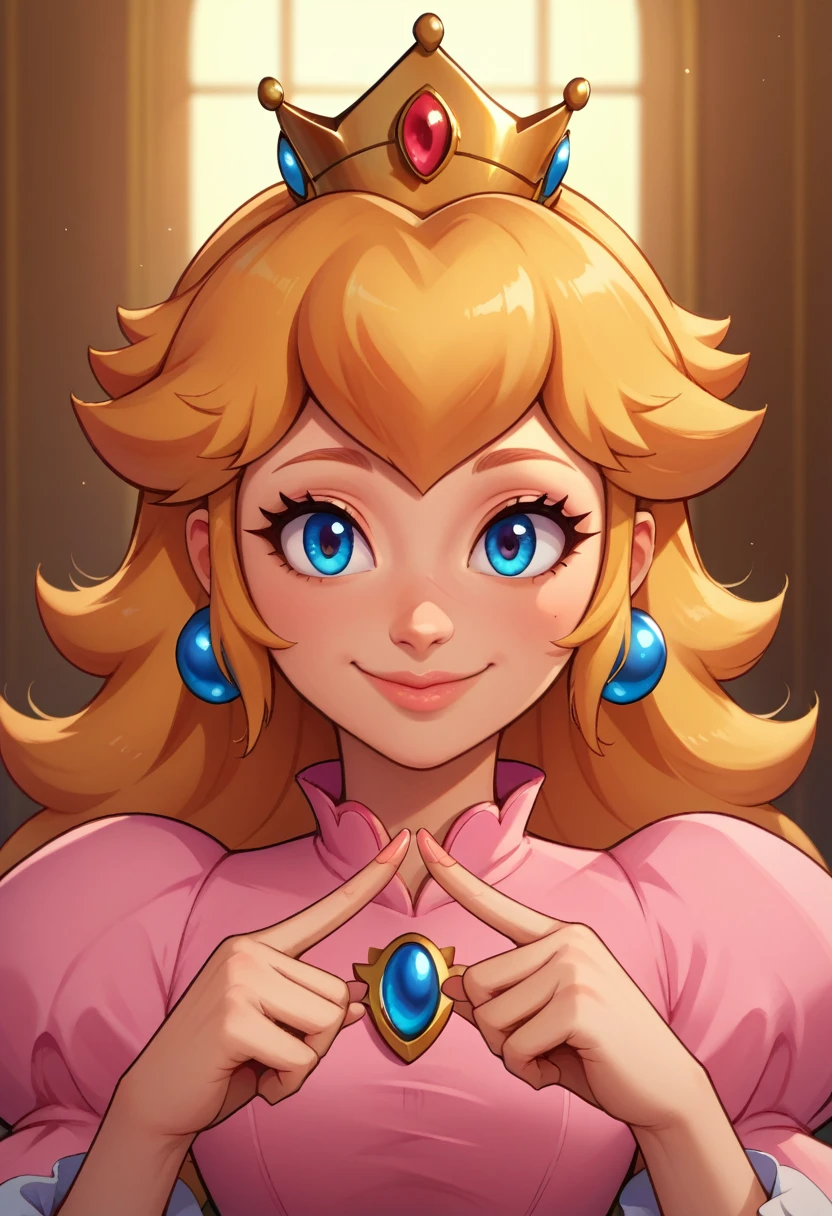 score_9, score_8_up, score_7_up, score_6_up,score_5_up,score_4_up, BREAK  index fingers together,upper body,princess peach,slight smile  