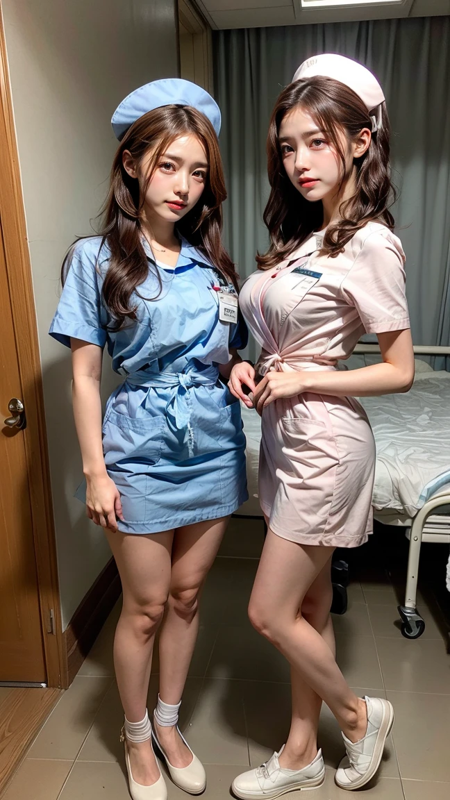 ((masterpiece))、((Highest quality))、photograph、reality、High resolution、Advanced Depth of Field、become close、Realistic lighting、Delicate facial features、Realistic Background、(The whole body is shown:1.2)、(Looking at this:1.3)、(Big Breasts:1.2)、(Erect nipples:1.2)、(Slender:1.5)、(Thin and beautiful legs:1.5)、(Narrow waist:1.5)、(Small shoulder width:1.3)、(Tight nurse uniform:1.5)、(The background is an empty office:1.2)、(Early teens:1.5)、(Young face:1.5)、(Short)、(A face like an elementary school student:1.5)、(Shy and blushing:1.5)