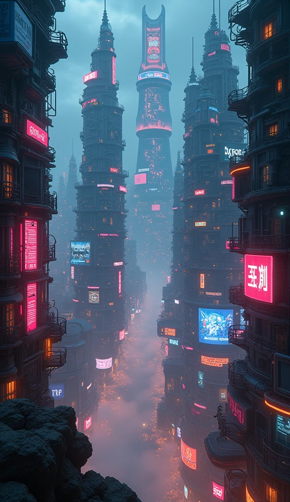 a futuristic neon-lit floating city at night, massive skyscrapers, colorful neon lights on the streets, neona and holographics advertisment, cinematic, dramatic lighting, atmospheric, science fiction, cyberpunk, hyper-detailed, 8k, cinematic lighting, volumetric fog, dramatic shadows, hyper-realistic, photorealistic, award-winning, masterpiece