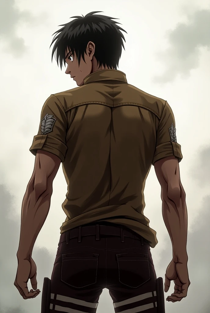 eren yeager backside with the cord shirt
