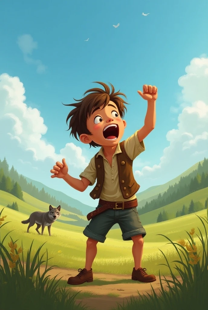 A boy shouting 
