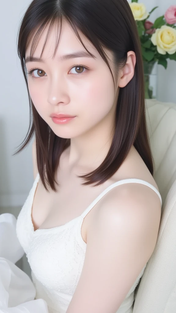 Kanna Hashimoto,One Woman、beautiful、Perfect looks、Pale turquoise eyes:1.3,((large breasts))、 PERFECT BALANCE ,(Please redeem: 1.1), (Realistic: 1.1), (photograph: 1.1), (Very detailed: 1.1),((NSFW)), ((beautiful nipples)),((Completely naked))