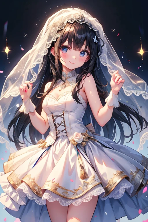 1girl, {{bokeh}}, ((best quality high resolution)), hand focus, looking back, looking at viewer, (hand focus), stadium, fireworks,((messy long hair)),((A smile with a slightly open mouth)),((medium breasts)),(((wedding dress))),(((outstretched hand))),[[[[fused fingers]]]], [[[[mutated hands and fingers]]]]