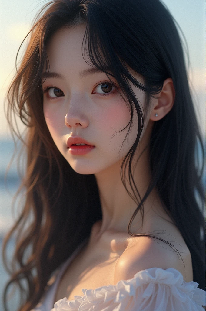 Best quality, masterpiece, ultra high res, (photorealistic:1.4), raw photo, 1girl, offshoulder, in the dark, deep shadow, low key, cold light, (?????), no clothes, sexy, sexy eyes, sexy lips, little smile, (full body shot)