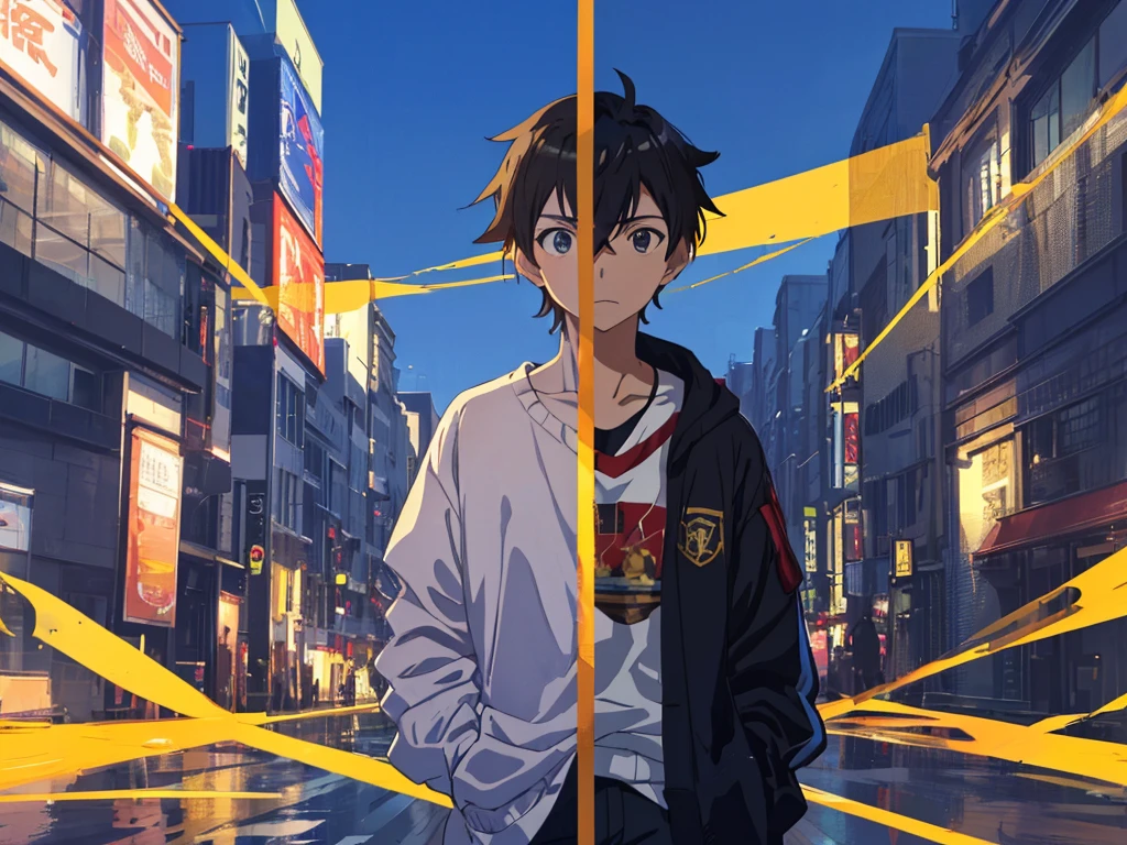 (Makoto Shinkai:1.2),(Makoto Shinkaiスタイル:1.1),(Best Quality, Hi-Res,4K,8K resolution,8k, Hi-Res,Ultra HD,Super detailed),( fine details:1.2),(Anime-like:1.4),Anime protagonist,Anime Boys,Anime Art,Fresh,(( bright and fresh boys:1.4)),( is cool:1.4,cute:1.1),(Masculine thinking fixed ), baby-faced boy to cuntboy,Handsome guy,Popular boys among girls, male athletic club members,(Big rough outfit ),Uniformity of large rough clothes ,((Big rough outfit の調整:1.4)),( big sweater:1.2),((Thin limbs:1.4)),Smoothly,Concave and convex,I am,( for boys with girlfriends:1.4),More realistic,(2 Men:1.4),Handsome guy体型,,Love Simulation ,,(2.5D),,Bird&#39;s-eye view,background,