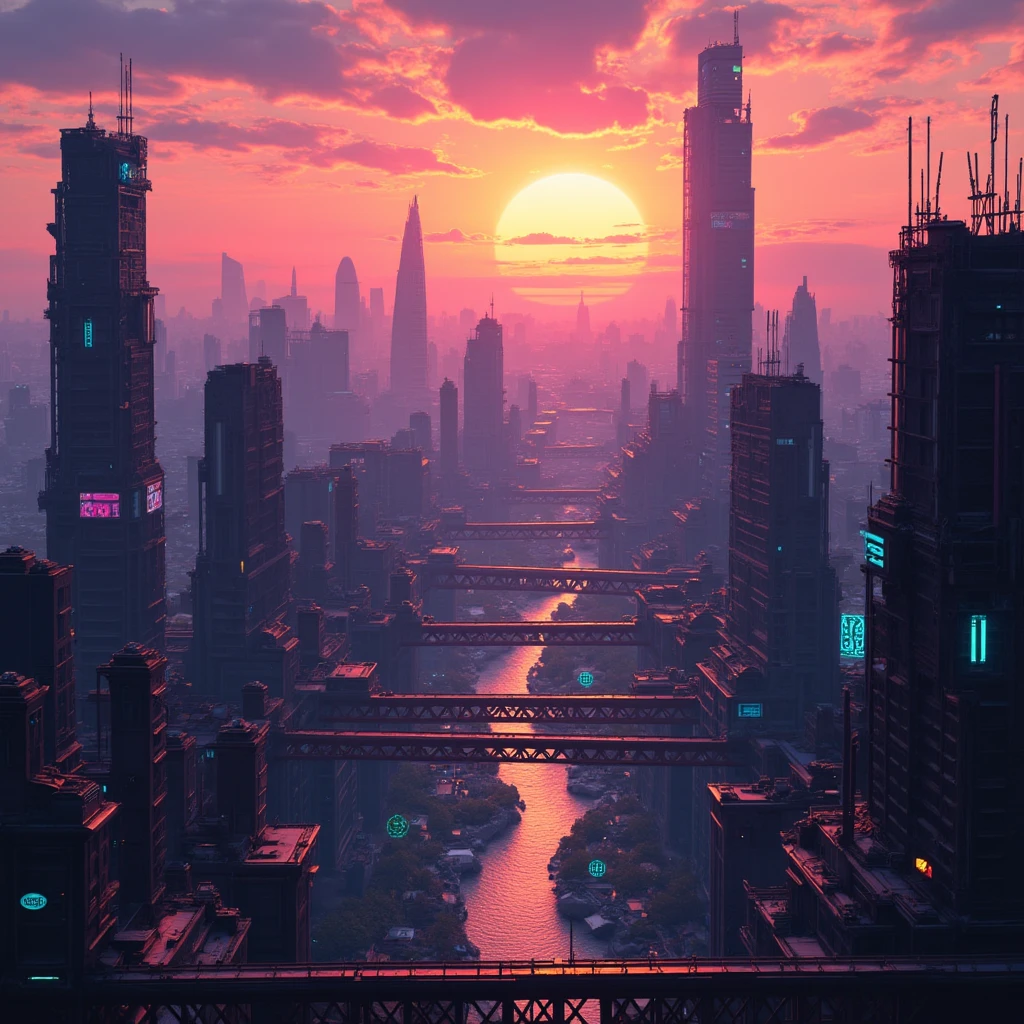 futuristic city with a sunset in the background, futuristic city scape, futuristic cityscape, cyberpunk cityscape, in a future city, cyberpunk landscape, futuristic city backdrop, cyberpunk city in the distance, a cyberpunk cityscape, cyberpunk city landscape, futuristic city, cyberpunk city, by Alena Aenami, in a futuristic city, cyberpunk dreamscape, an alien cityscape, cyberpunk landscape wallpaper