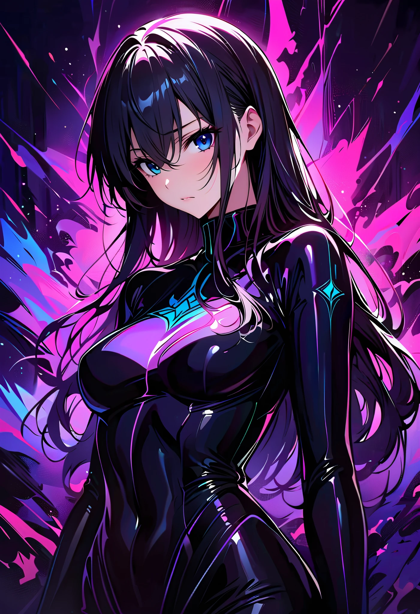 Toosaka Rin,(masterpiece, Best Quality :1.2), Black Light Art, 1 girl at home, solitary,Tight Fit衣,Chest,Tight Fit衣,Tight Fit