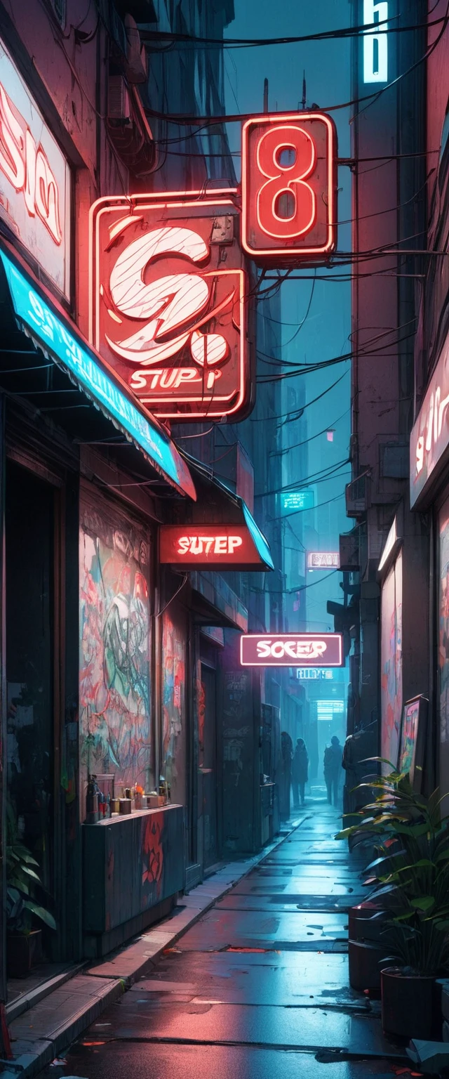 score_9, score_8_up, score_7_up, score_6_up, masterpiece, high quality, best quality, cyberpunk, neon sign, night, tattoo shop, entrance, no human