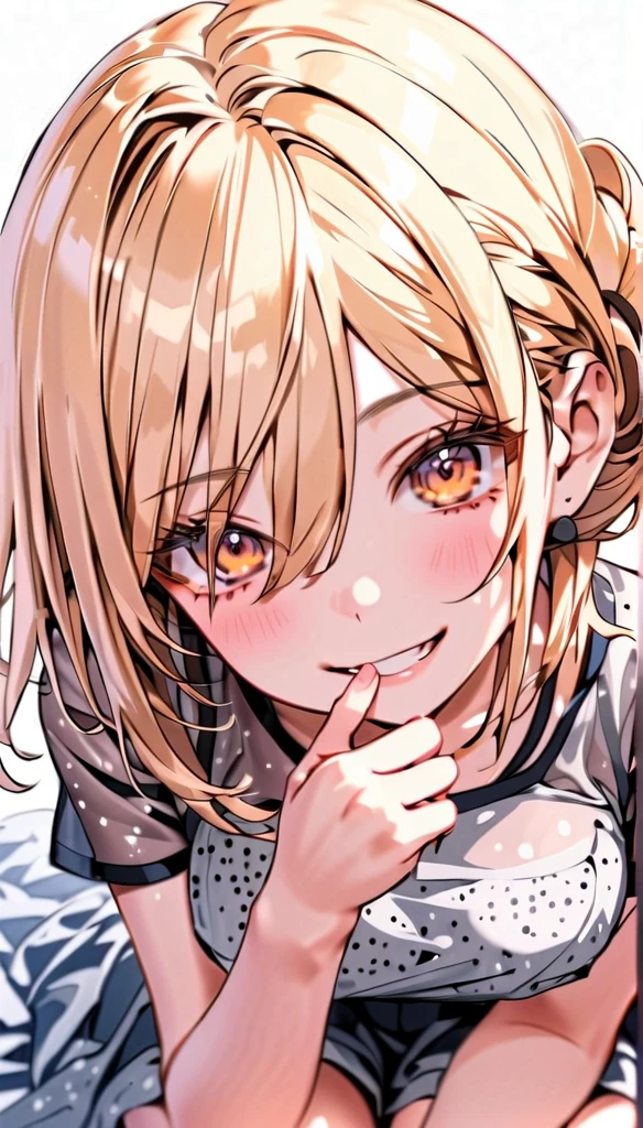 (((One girl))), Shibuya, blond hair, bob cut, from front, from above, Emphasize the cleavage, Seductive pose, looking at viewer, ((upper body)), face on focus, ((blush)), open mouth, tongue out, wide-eyed, blue eyes, heart-shaped pupils, saliva, ((sweat)), ((steam)), ((nervous)), bathrobe:1.3, anime style, (best quality, 4k, 8k, highres, masterpiece:1.2, ultra-detailed, ultra-detailed eyes, HDR, UHD, studio lighting, ultra-fine painting, sharp focus, physically-based rendering, extreme detail description, professional, vivid colors, bokeh)