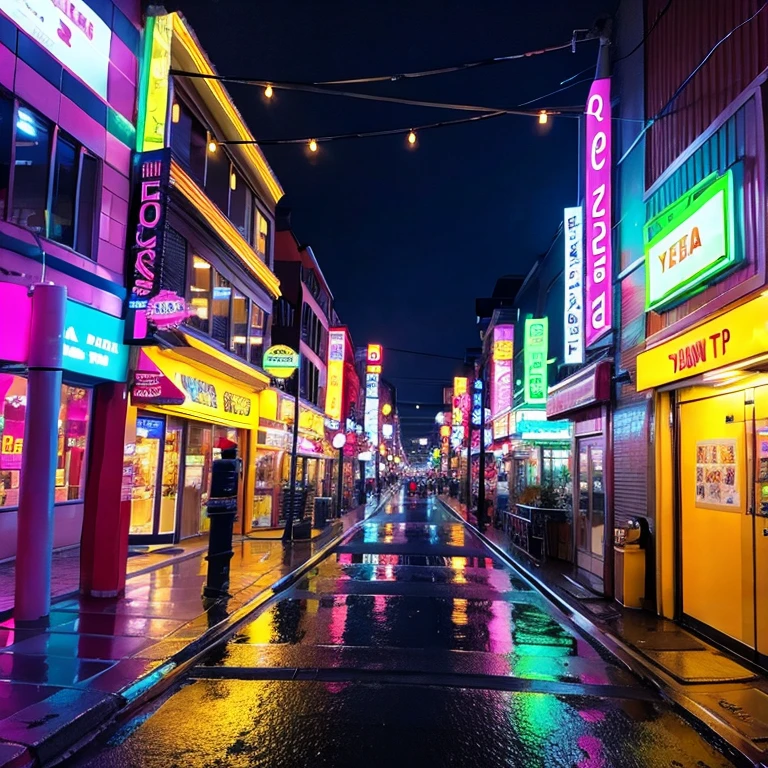 Neon Street at Night