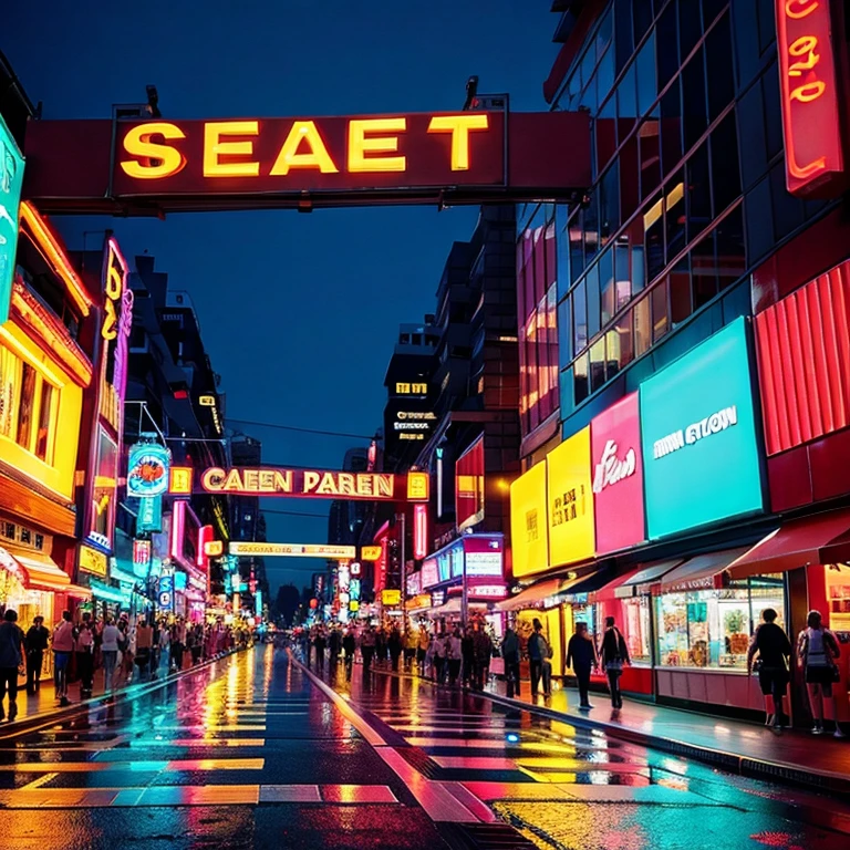 Neon Street at Night