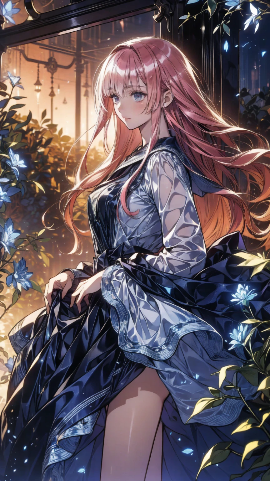 art：Cornflower ,(masterpiece),(Best Quality:1.2),(perfect anatomy),( 1 girl), fairy,Beautifully detailed pink eyes ,Beautiful pink hair ,(  pink dress ),( Highly Detailed Elegant ),Classic Style, rich colors,born々New texture, Detailed skin, adds a dramatic and iconic element to the scene,  written border depth , Silky to the touch, Dynamic Composite,Delicate texture, stand in a field of green plants and flowers ,Warm lighting, Brush Strokes 
