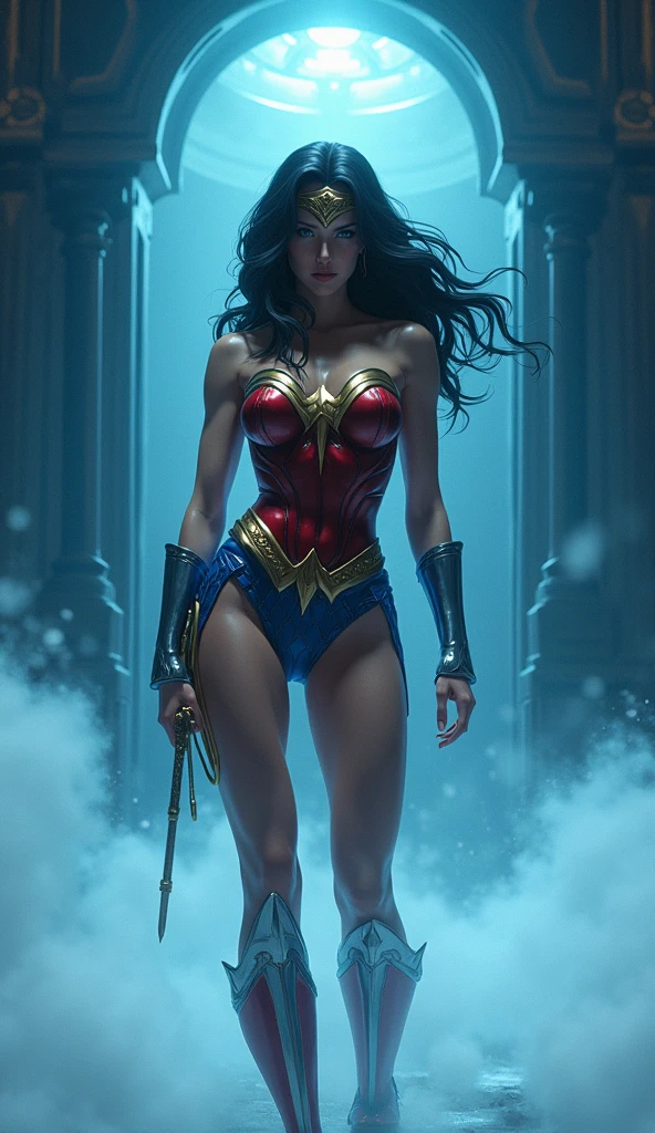 Batman catches Wonder Woman in towels coming out of the bath still wet, 64k, --auto --s2