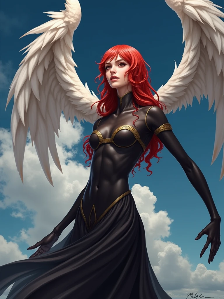 score_9, score_8_up, score_7_up, (An Anthro furry wolf girl, golden blonde furry body, red hair, tail, wolf snout, black nose, MaleniaRot, wings, covered eyes, scar, butterfly, bug, nude), naked, nipples, , majestically walking, holding a golden curved sword, simple brown background,
