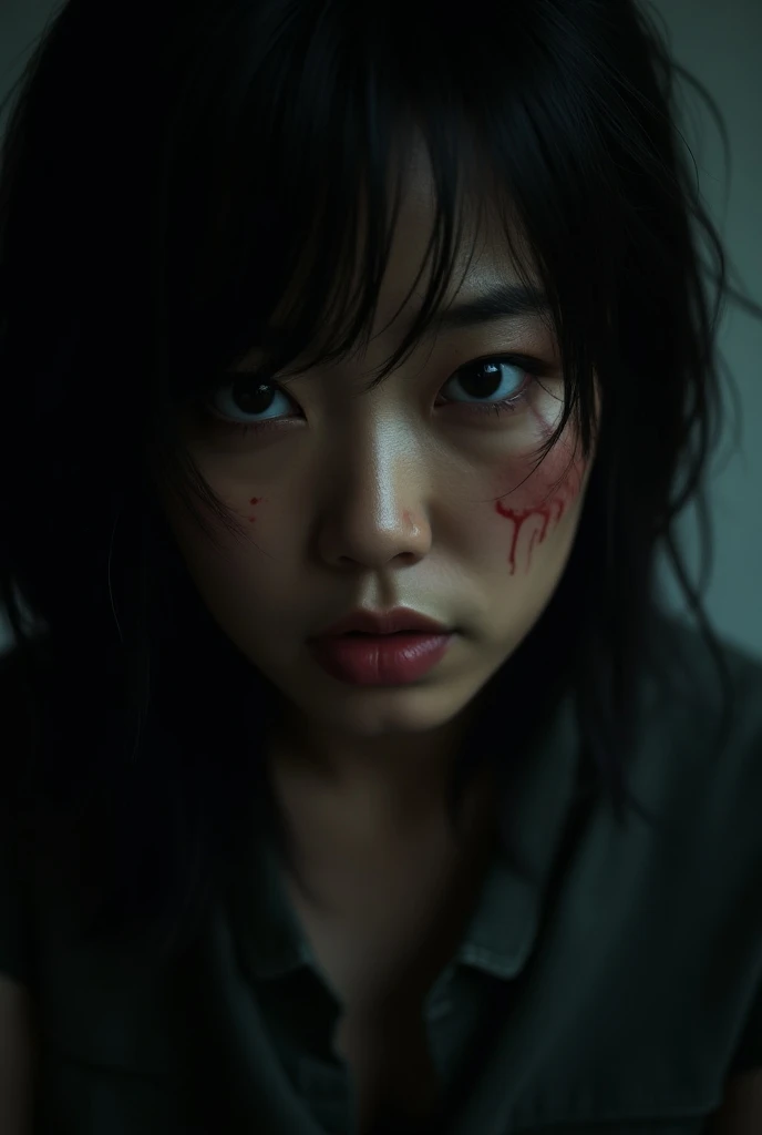 (best quality, masterpiece:1.2, photo realistic:1.4), raw photo, ultra high res, portrait, professional photograph, 8k wallpaper, HDR, perfect artwork, photon mapping, realistic shadow, detailed skin texture, depth of field film grain, Broad lighting, natural shading, (cowboy shot:1.2),
1girl, red-eyed, scared, Bloody skin, Wound, small vein, torn clothes, cloth pieces, standing,
(zombie, crowd of zombies),