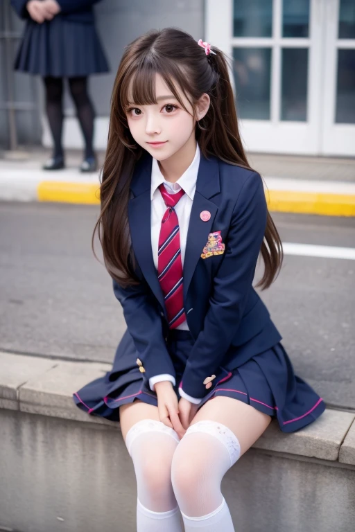  cute girl､High school girl､Idol､uniform､blazers､ stockings､ mini skirt､ see-through ､Fluttering in the wind､sit