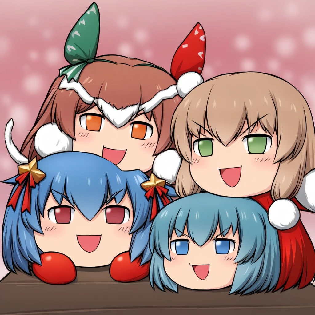 group of cirno(touhou) ChristmasParty🍸️🎂🎁🎅🎄