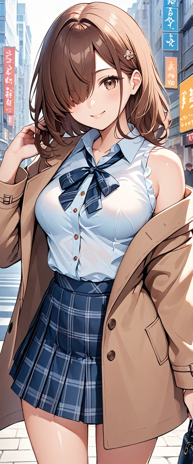 blue eyes,highest quality,High resolution,unity 8k wallpaper,(shape:0.8),(Beautiful and detailed:1.6),Detailed face,Perfect lighting,Detailed CG,(Perfect hands, Perfect Anatomy),Female students,blazer,(White panties:1.0),(Show your chest:1.2),Brown Hair,Medium Hair,nsfw,skart off,cloth lift,Kneeling,sweat,Big Breasts
