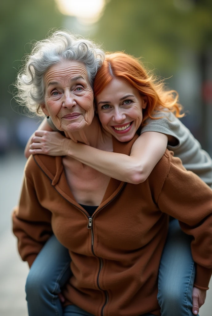 angry old russian woman with disembodied head grabbing hair,solo,sitting on a stone bench,pink sunset,bokeh, headless,from side,realistic photo <lora:xl_disembodied_v2:1.5>