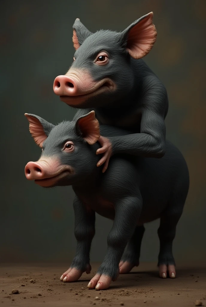 hyper realistic,nude,naked,Super obese,2 boy, only the head is a male feral hippopotamus the body is human skin minotaur(hippopotamus), big pink nipples, overweight nipples, big fat belly, (((hippopotamus too thick foreskin penis, testicle))), drooling, sitting,((((side angle fellatio)))),cou and huan,Overall bright,