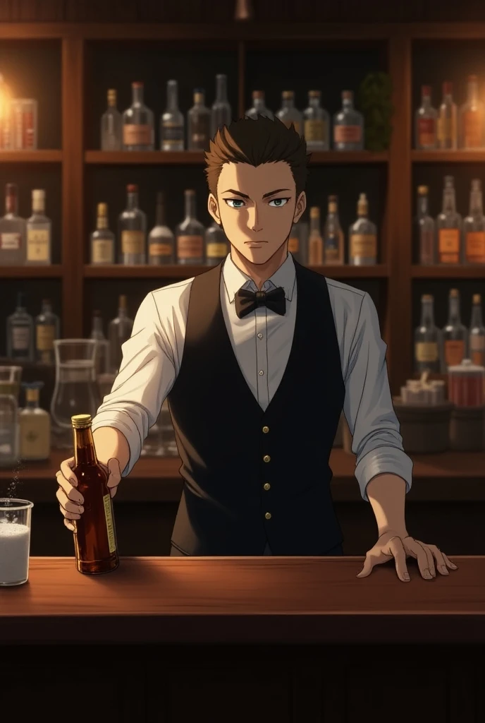 illustratio、ember、Silver-haired, Blue-eyed rabbit-eared man、a handsome、Fantasia、独奏、Rabbit ears、Rabbit ears、ember、Refreshing breeze、Lazy night、Elegant bar、Drinking alcohol、ember、twinks、Solo、glass、suits、twinks