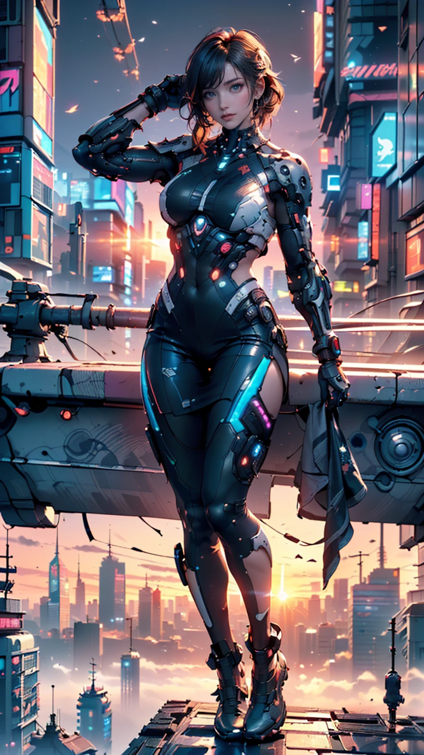 (full body:1.4), Women&#39;s photos, ( solo focus :1.4), (expensive_ ponytails), (From the rear),
 White Ghost , Food, clock, (Faceless), floating, ghost costume,
( Seductive Poses:1.4),
( Futuristic Cityscape Sunrise,  Urban Awakening ,  Colourful Skies ,  Cyberpunk Metropolis , Dream City , The glow of dawn.:1.3),
( Best Composition , Best Quality:1.4)  