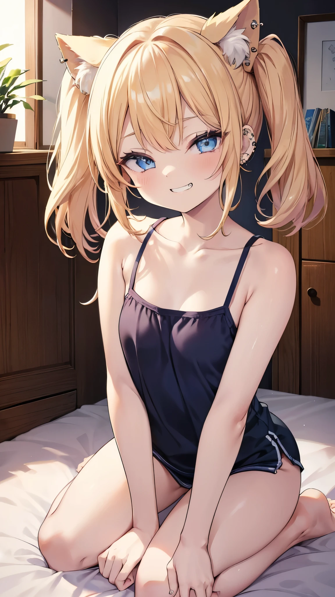 LightBlue Eyes,Very thin thighs,Summer clothes, highest quality,((Blonde girl)),(braid hair:1.1),red cheek),Glasses,close-up Face,kiss face,(claw pose:1.1),(💌:1.2),(Confession:1.2),(pink bed room:1.2),(A man&#39;s figure behind:1.1).