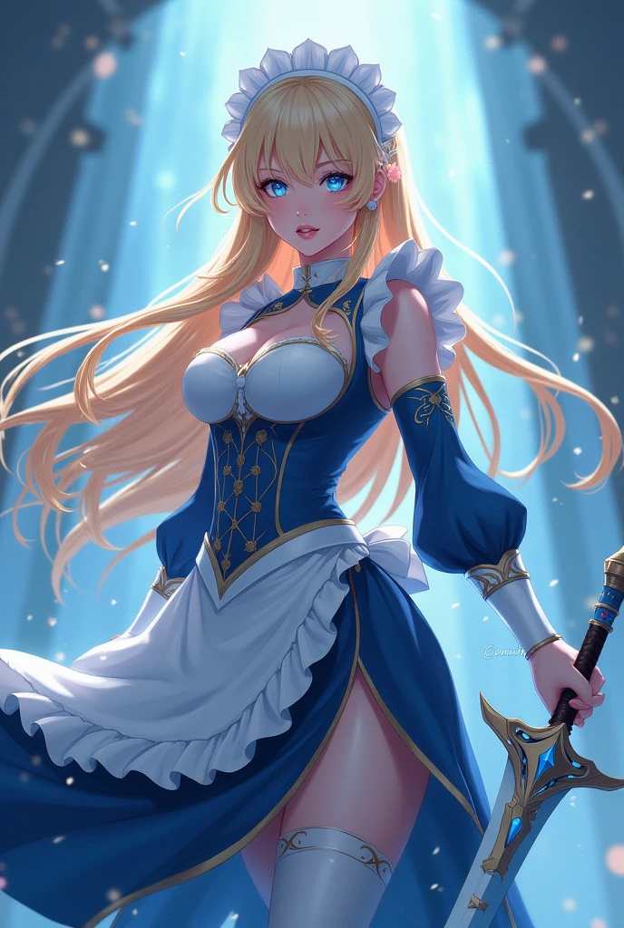 masterpiece, best quality, marianne_timeskip, blue dress, capelet, dark alpine forest, standing, night, looking up, upper body, detailed face