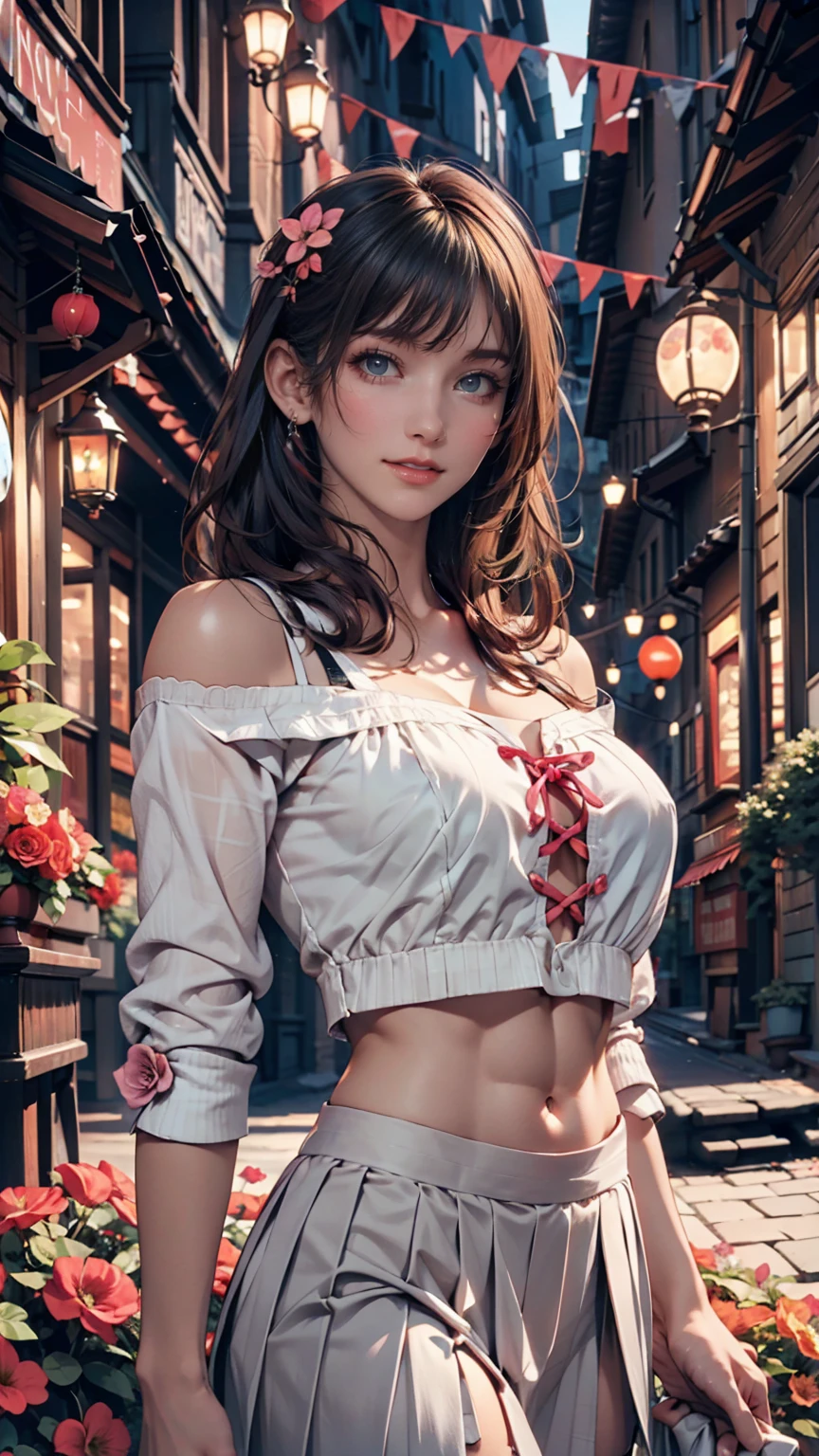 24-year-old woman、Attractive Young Woman, (Beautiful Face:1.1), Detailed eyes, Seductive lips, (eye make up:1.2), (Medium chest:1.0), (Toned body:1.2), Sexy proportions、Narrow waist、hair band((hair ribbon))、Braided ponytail((braided ponytail))、No sleeve、Choker on wrist, silver accessory、Low rise hot pants、Stiletto heels、Downtown