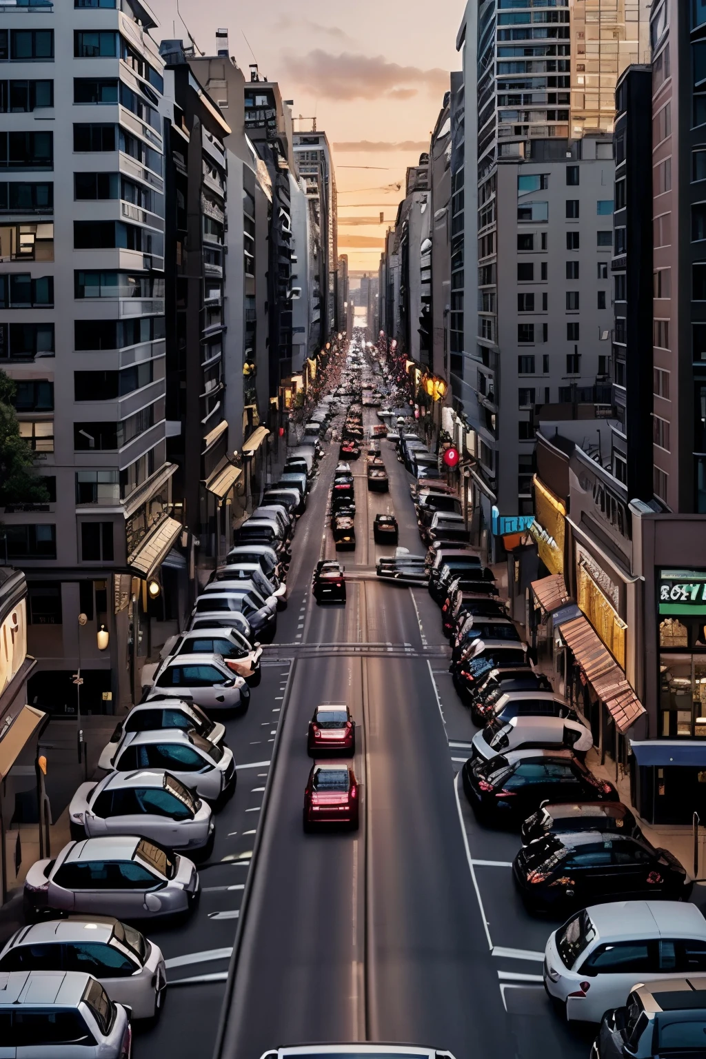 a view of a city street with a few cars parked on the side of it, beautiful cityscape, beautiful city, amazing wallpaper, beautiful iphone wallpaper, city twilight landscape, dusk on a city street, city street at dusk, phone wallpaper hd, twilight in the city, city sunset night, street city night, beautiful wallpaper, city sunset, city streets, hd phone wallpaper