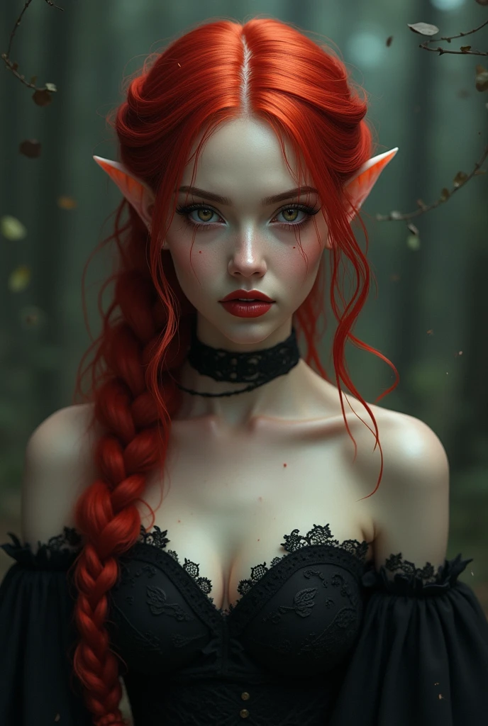 meeting with the mechanical elves overlords (([red|black] hair)), long hair, white formfitting wet cotton dress, drenched fabric, hard nipples bump see-through,  melancholic gaze at viewer,  (soothing tones:1.0), (hdr:1.25), (artstation:1.2), dramatic, (intricate details:1.14), (hyperrealistic 3d render:1.16), (filmic:0.55), (rutkowski:1.1), (faded:1.3)
