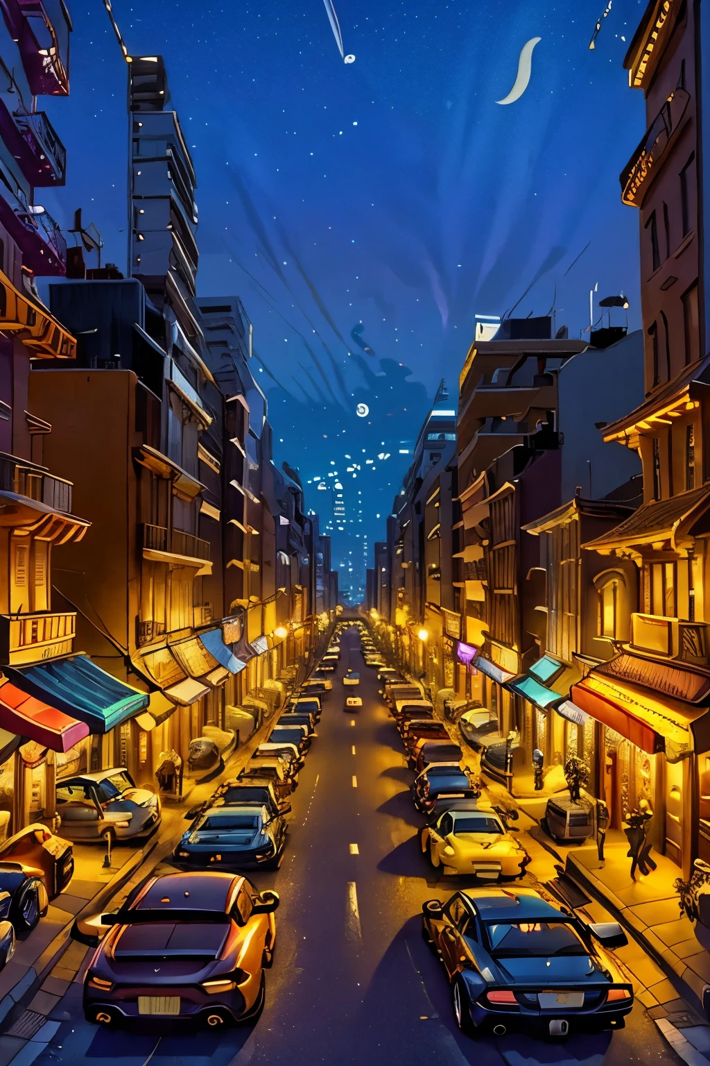 a view of a city street with a few cars parked on the side of it, beautiful cityscape, beautiful city, amazing wallpaper, beautiful iphone wallpaper, city twilight landscape, dusk on a city street, city street at dusk, phone wallpaper hd, twilight in the city, city sunset night, street city night, beautiful wallpaper, city sunset, city streets, hd phone wallpaper